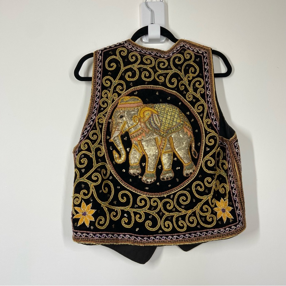 Vintage Vest Elephants Sequin Party Statement - Picture 7 of 10